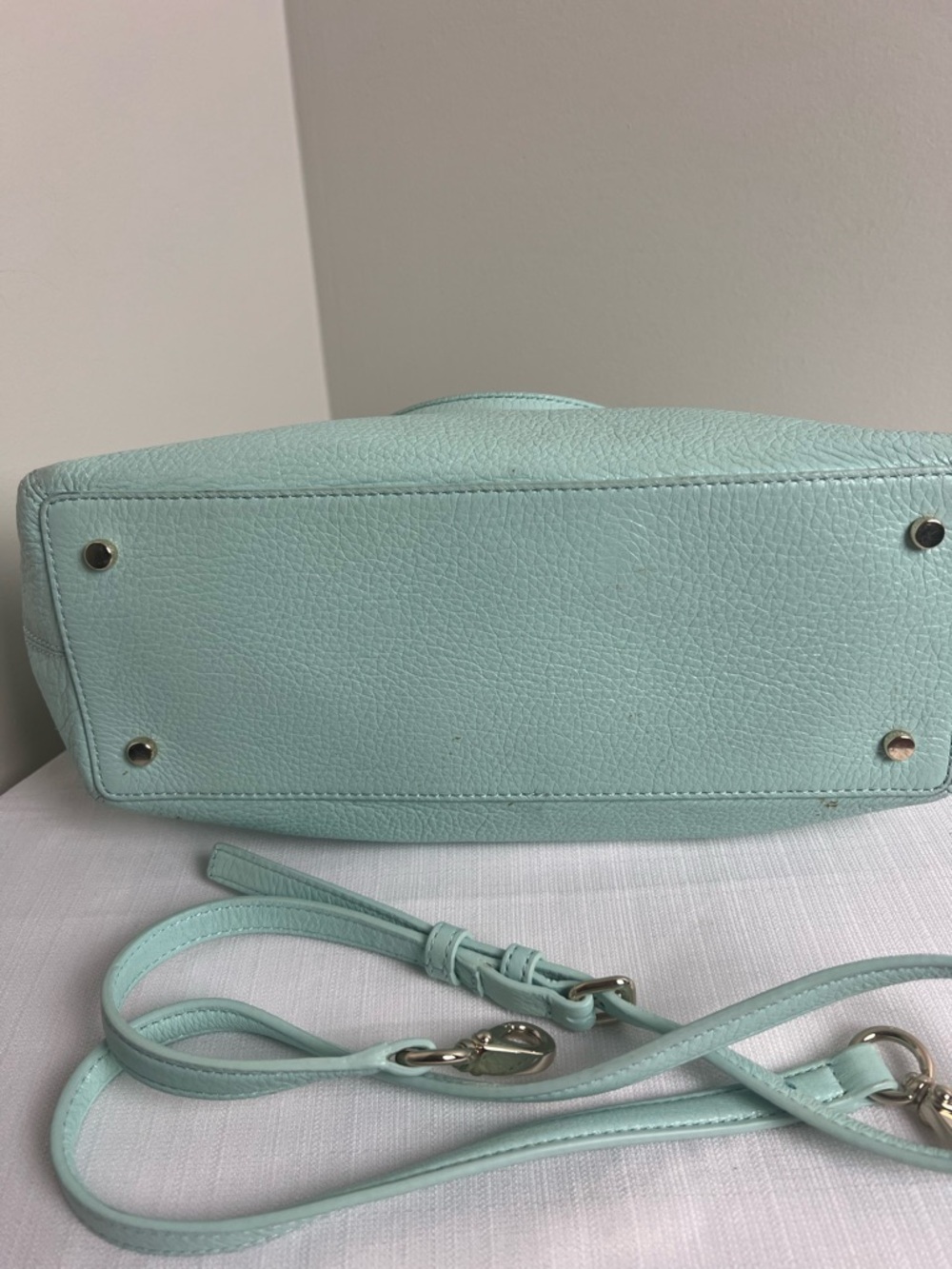 kate spade Spa Blue Pebbled Leather Satchel with Removable Strap - Picture 5 of 8